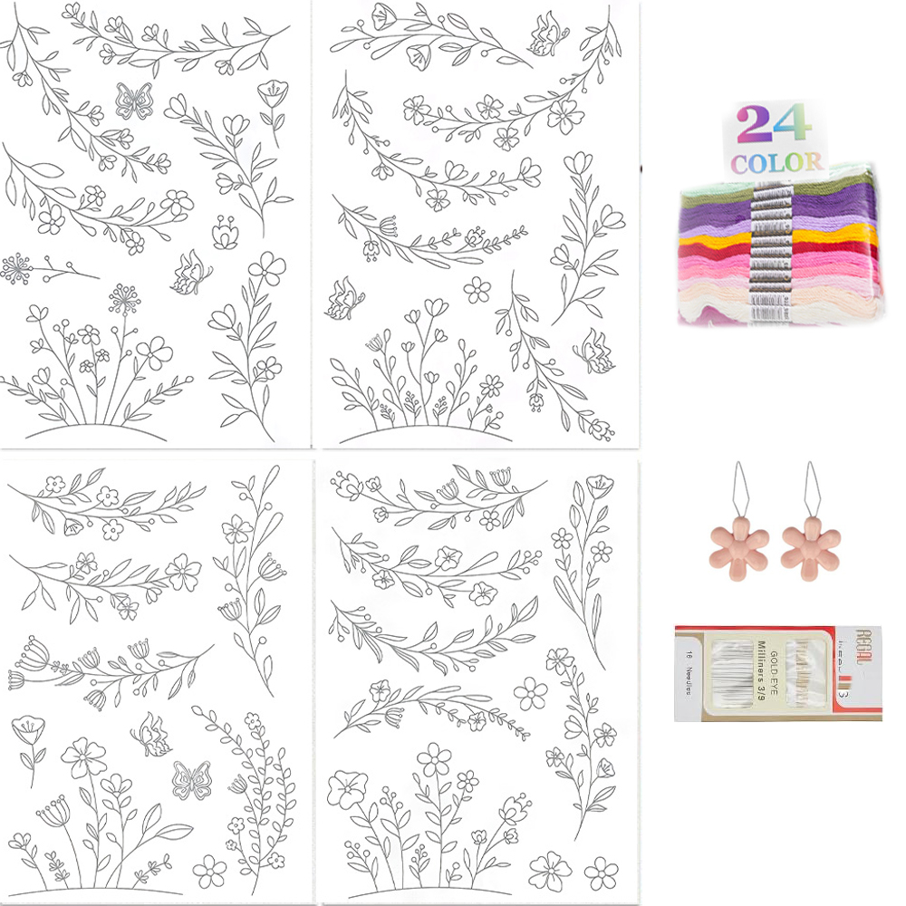 Embroidery Flower Pattern - Водорастворимая бумага-стабилизатор для вышивки, стабилизирующие листы