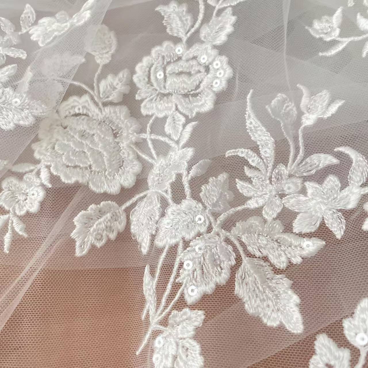 Embroidery Flower Pattern - Французская вышитая кружевная ткань, красивый цветок,