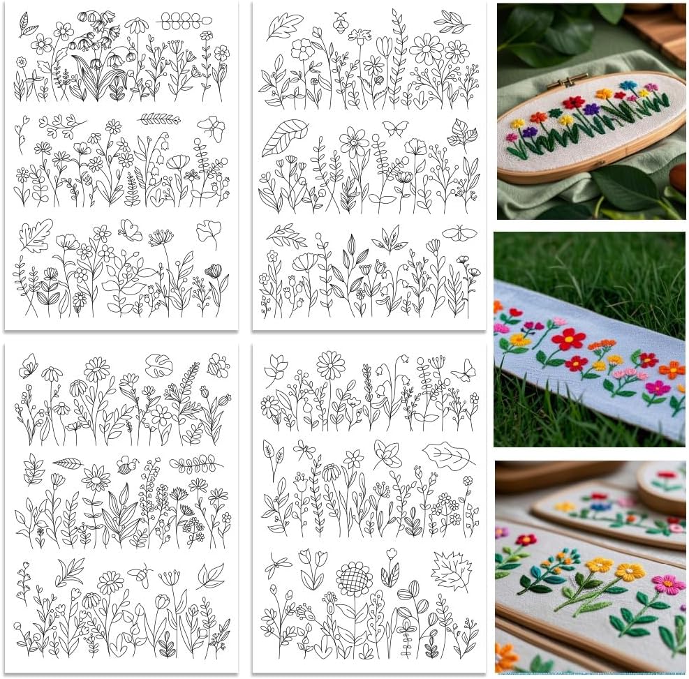 Водорастворимые стабилизаторы  – обзор и цена Embroidery Flower Pattern