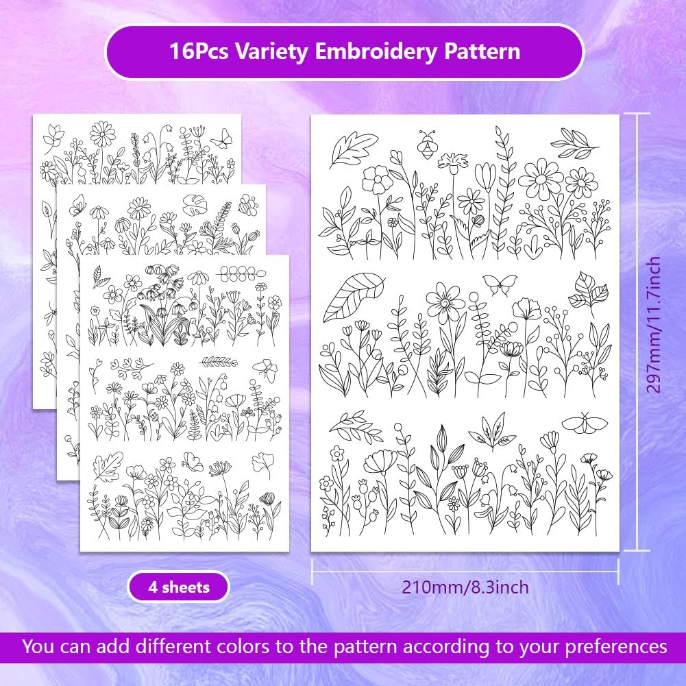 Водорастворимые стабилизаторы  – обзор и цена Embroidery Flower Pattern
