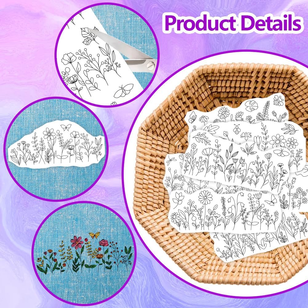Водорастворимые стабилизаторы  – обзор и цена Embroidery Flower Pattern