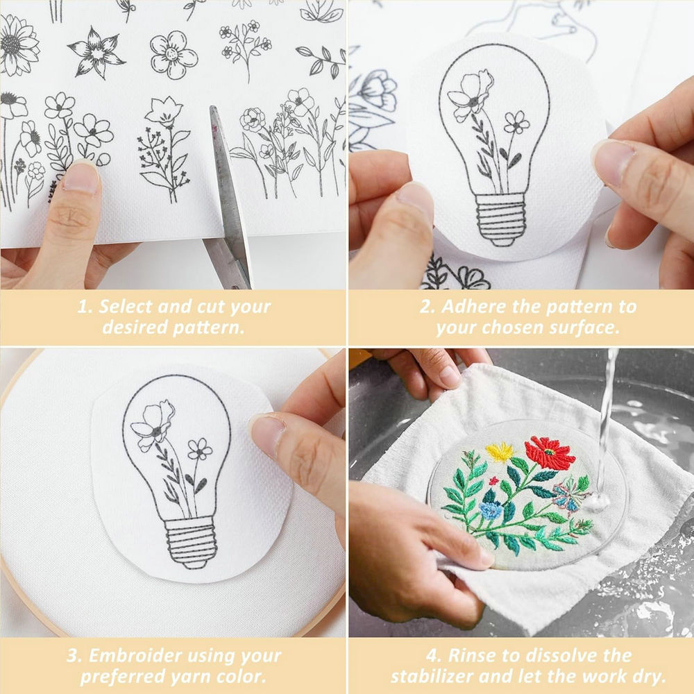 Водорастворимые стабилизаторы  – обзор и цена Embroidery Flower Pattern