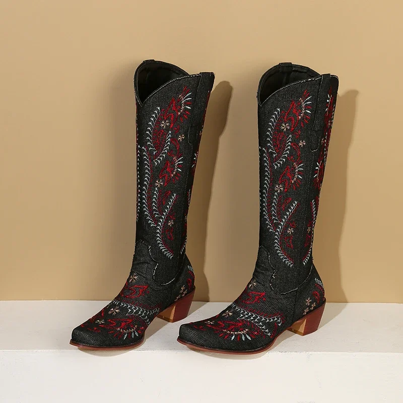 Синие джинсовые сапоги до коле – обзор и цена Embroidery On Jeans